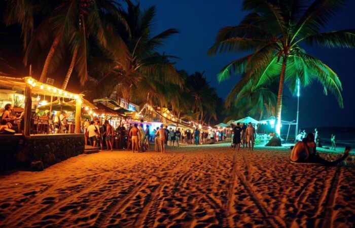 Nightlife in Panjim with city bars and lively Goa evening streets