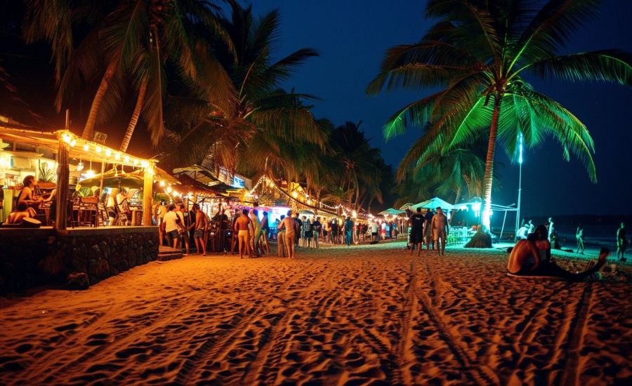 Nightlife in Panjim with city bars and lively Goa evening streets